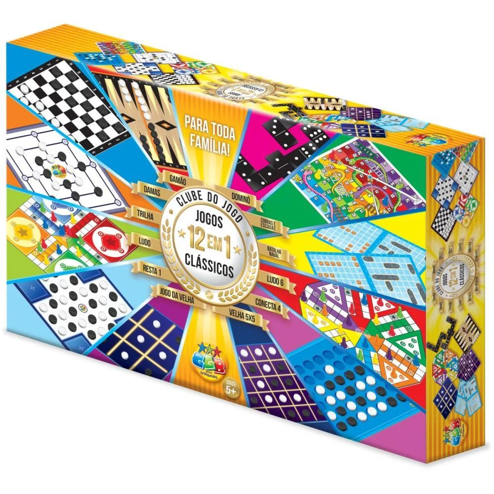 JOGO DE TABULEIRO 12 EM 1 CLUBE DO JOGO (DAMA/TR GGB PLAST (UNIDADE) - imagem 10