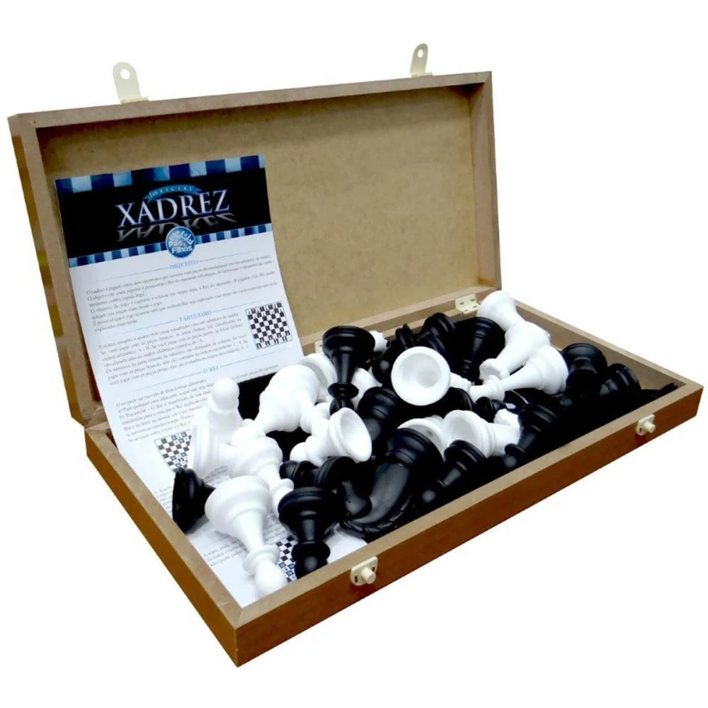 JOGO DE XADREZ OFICIAL CX EM MADEIRA 40CM PAIS E FILHOS (UNIDADE) - imagem 7