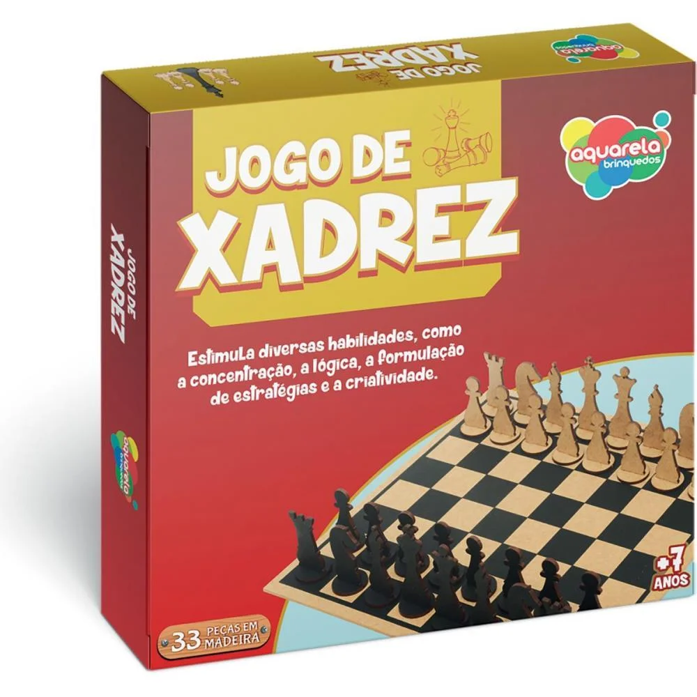 JOGO DE XADREZ TRADICIONAL EM MADEIRA AQUARELA BRINQUEDOS (UNIDADE) - imagem 2