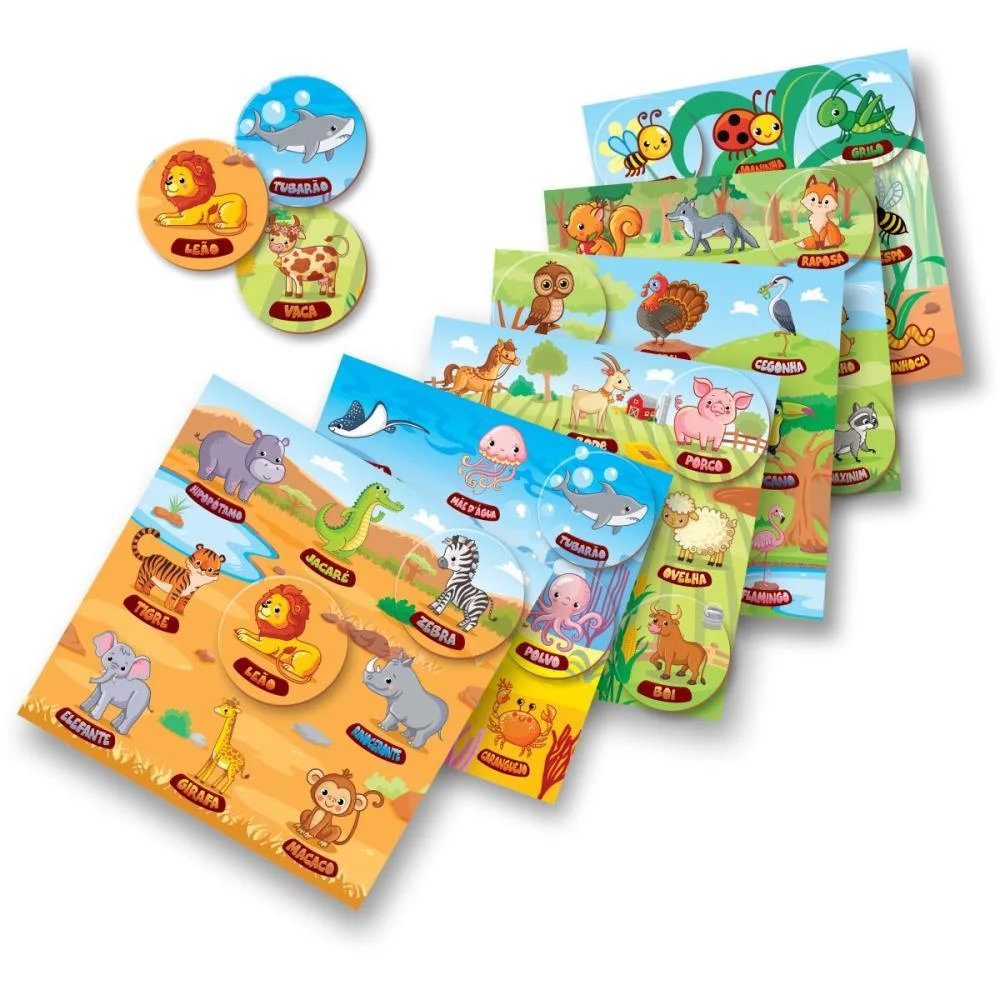 JOGO DE BINGO BINGO DOS ANIMAIS 54PCS/6CARTE GGB PLAST (UNIDADE) - imagem 3