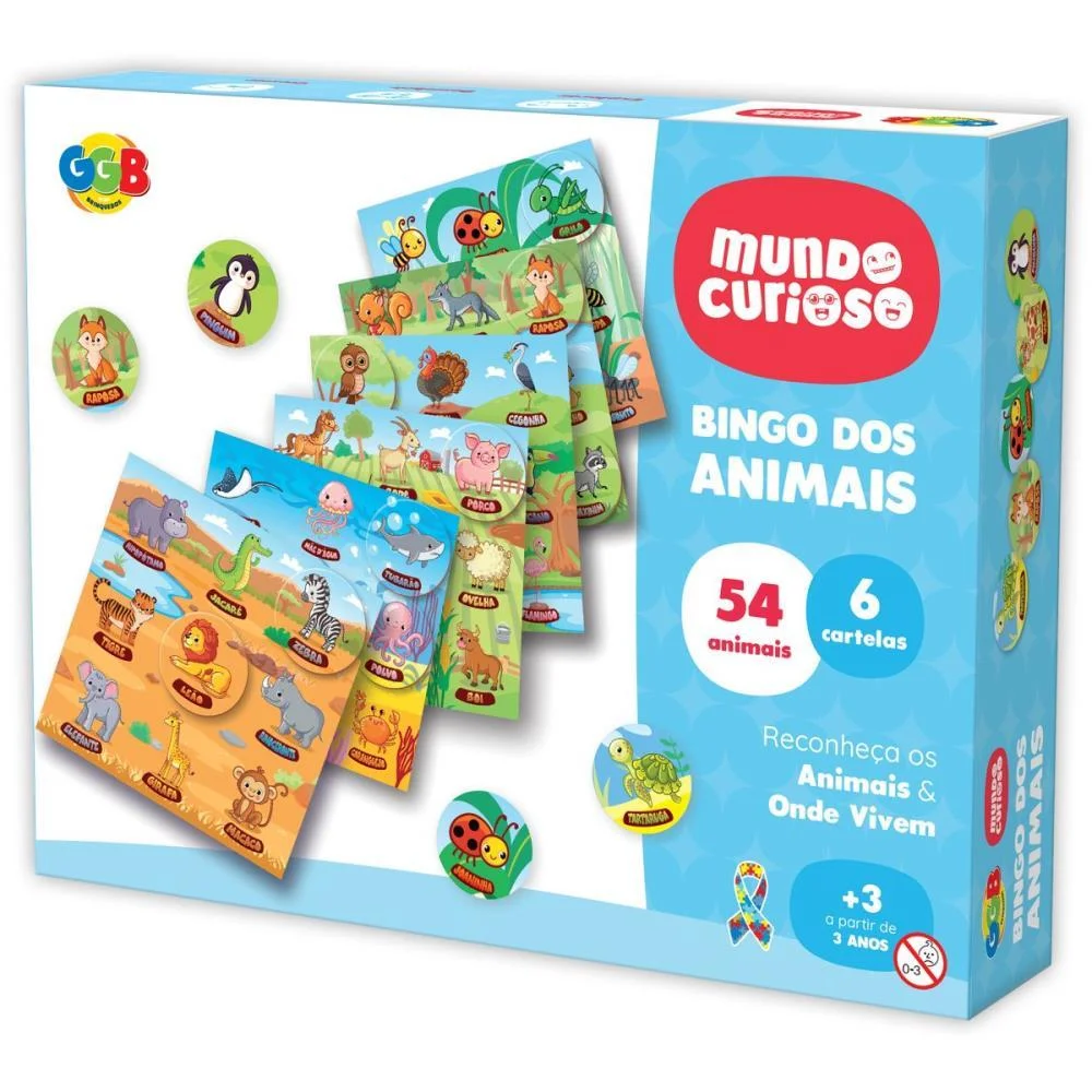 JOGO DE BINGO BINGO DOS ANIMAIS 54PCS/6CARTE GGB PLAST (UNIDADE) - imagem 4