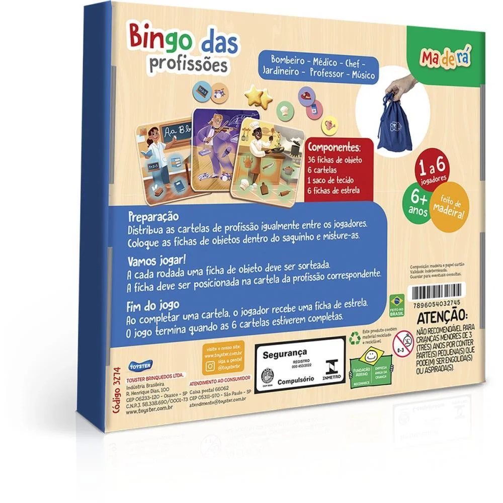 JOGO DE BINGO BINGO DAS PROFISSOES TOYSTER (UNIDADE) - imagem 4