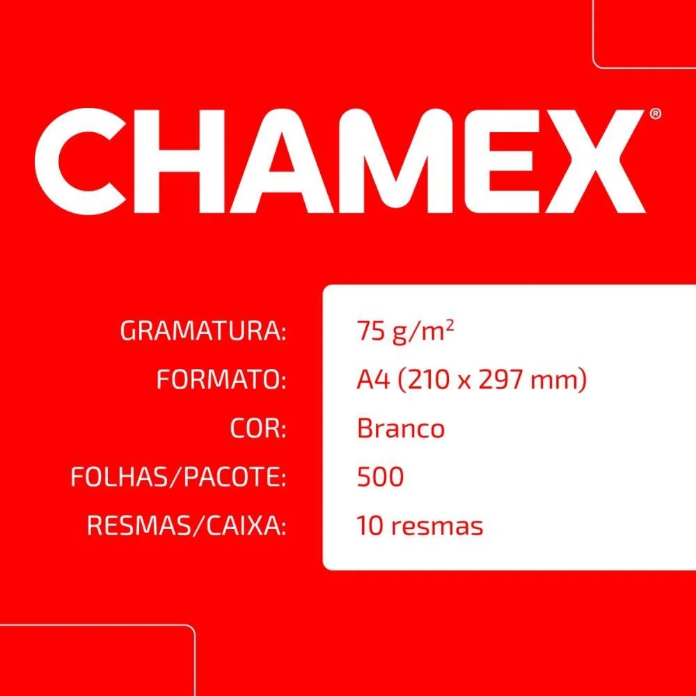 PAPEL SULFITE A4 CHAMEX 75G 10 PCTX500 FLS CHAMEX (CAIXA) - imagem 7