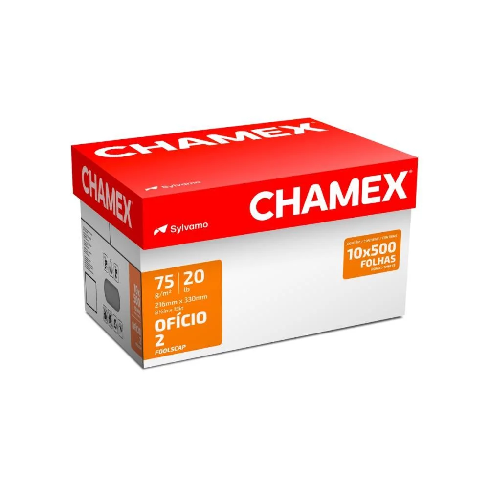 PAPEL SULFITE OFICIO 2 CHAMEX 75G 10 PCTX500 FLS CHAMEX (CX.C/10) - imagem 3