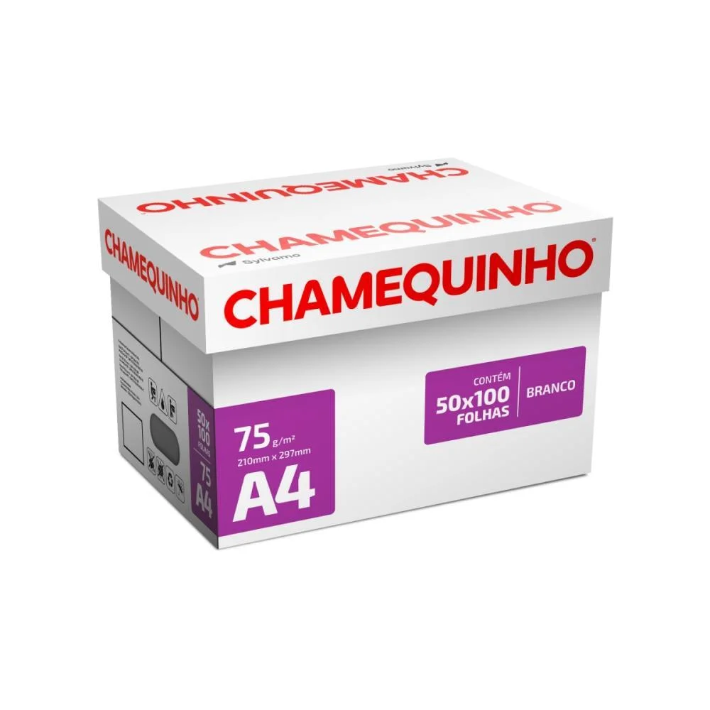 PAPEL SULFITE A4 CHAMEQUINHO 75G.BCO C/100F CHAMEX (CX.C/50) - imagem 2