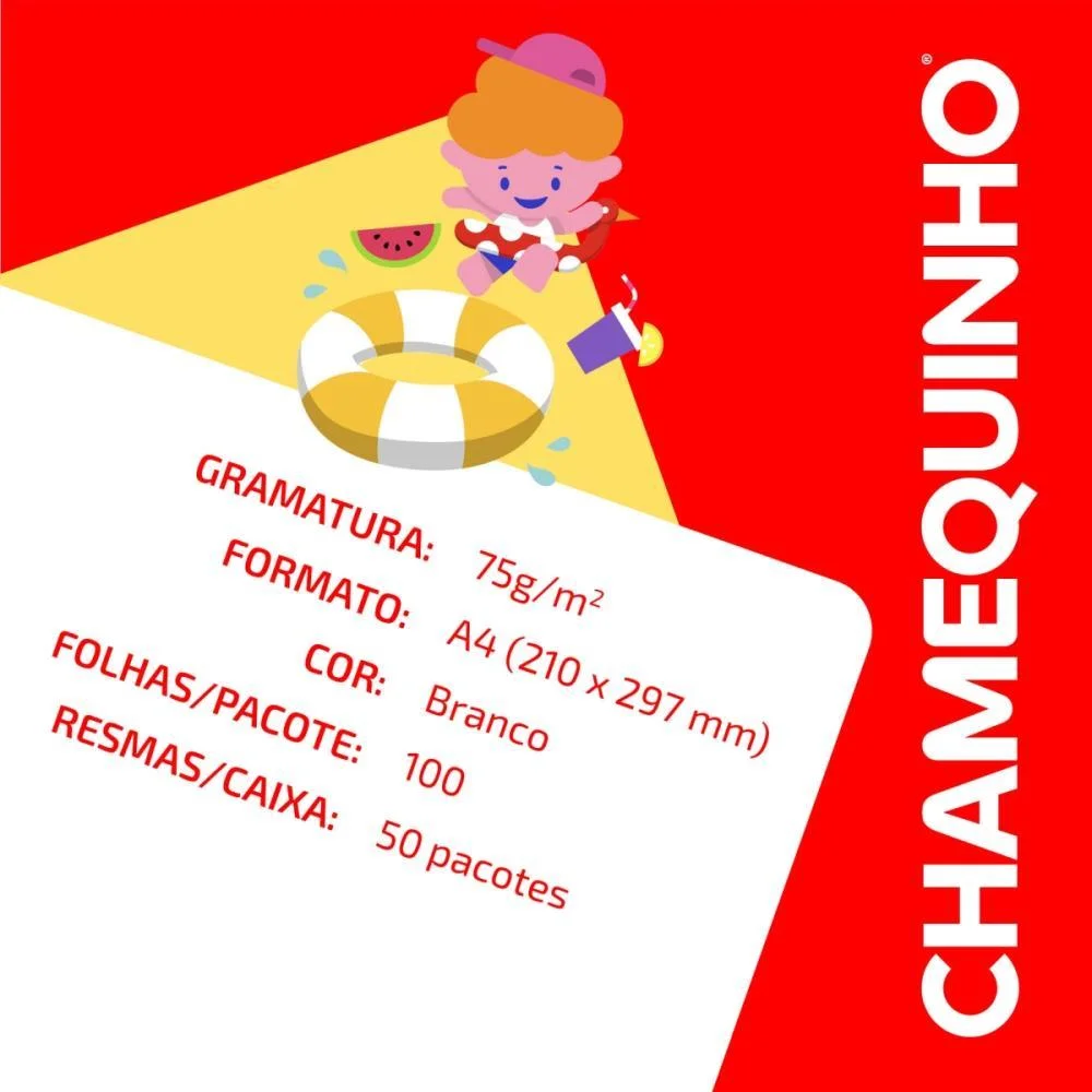 PAPEL SULFITE A4 CHAMEQUINHO 75G.BCO C/100F CHAMEX (CX.C/50) - imagem 8