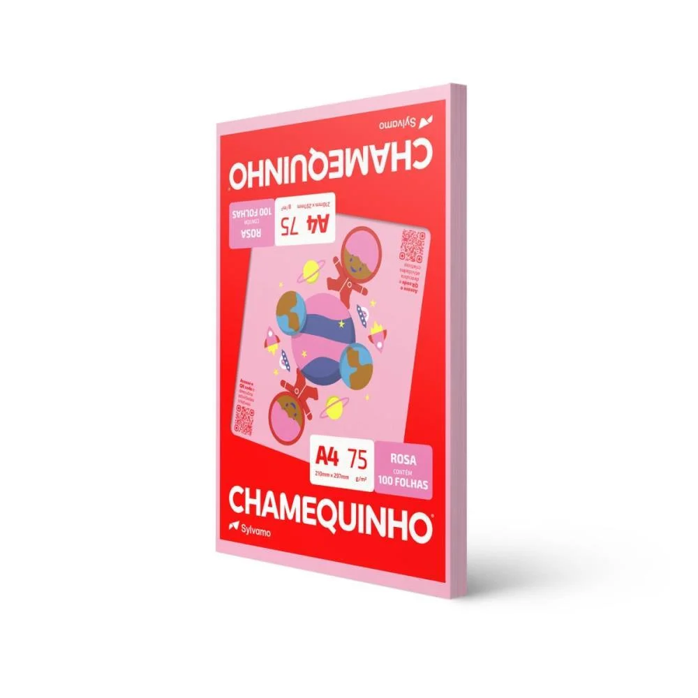 PAPEL SULFITE A4 COLORIDO CHAMEQUINHO 75G ROSA CHAMEX (PCT/100) - imagem 2