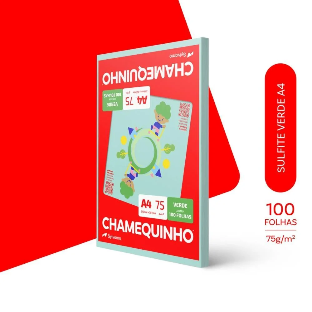 PAPEL SULFITE A4 COLORIDO CHAMEQUINHO 75G VERDE CHAMEX (PCT/100) - imagem 4