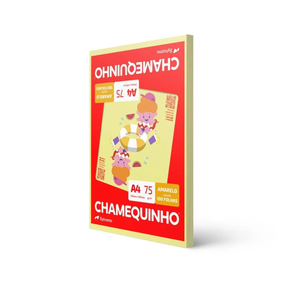 PAPEL SULFITE A4 COLORIDO CHAMEQUINHO 75G AMARELO CHAMEX (PCT/100) - imagem 3
