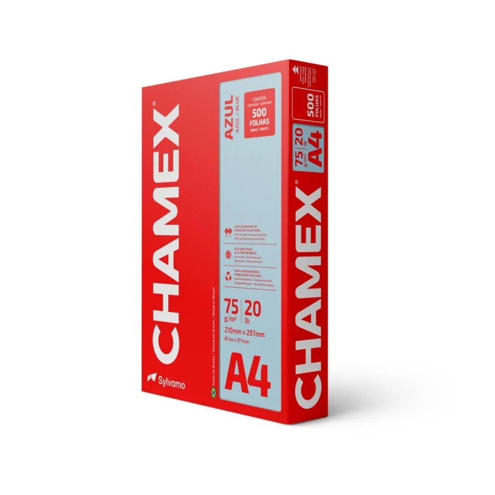 PAPEL SULFITE A4 COLORIDO CHAMEX 75G AZUL CHAMEX (PCT/500) - imagem 2