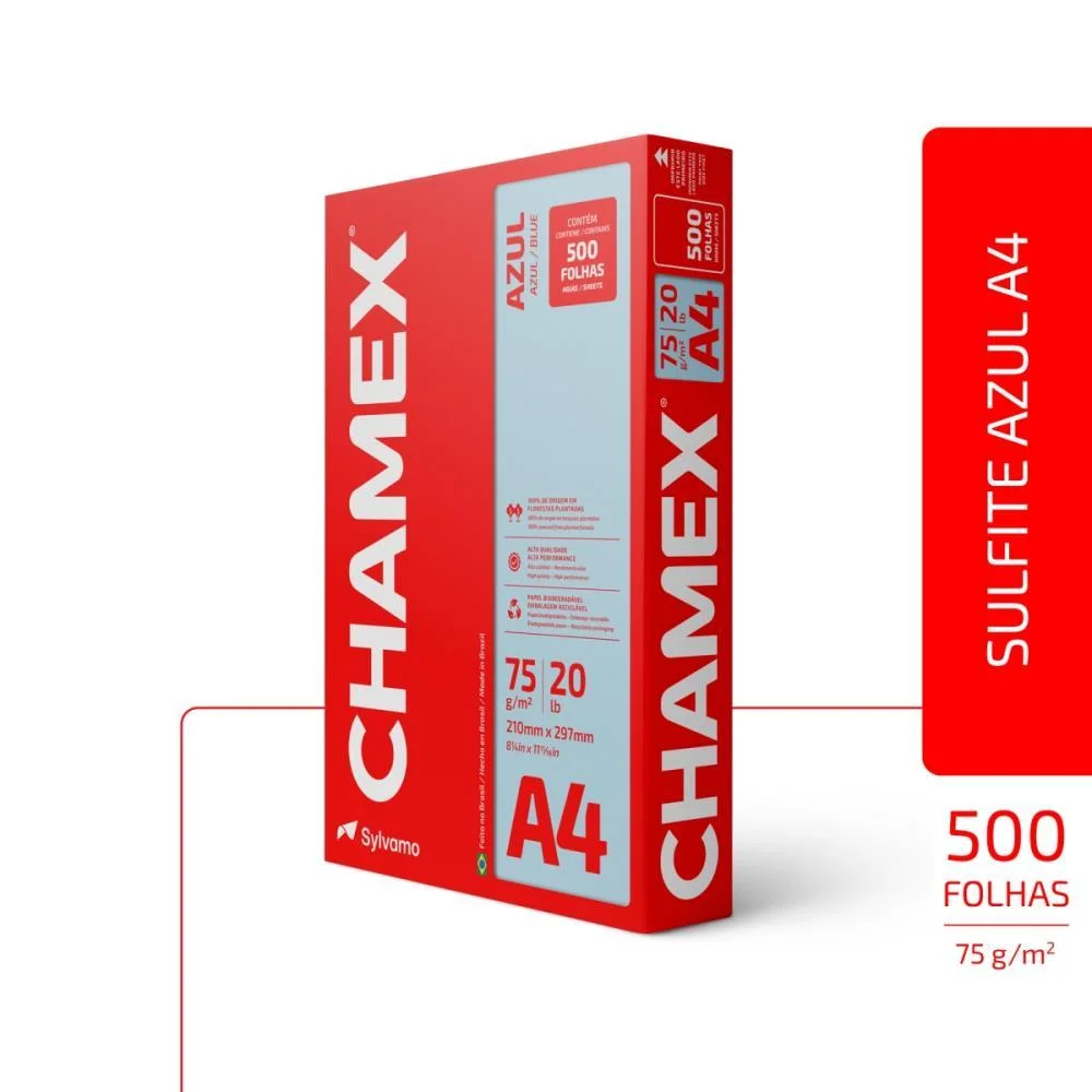 PAPEL SULFITE A4 COLORIDO CHAMEX 75G AZUL CHAMEX (PCT/500) - imagem 4