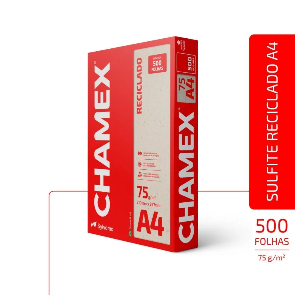 PAPEL SULFITE A4 RECICLADO CHAMEX ECO 75G 500 FLS. CHAMEX (PACOTE) - imagem 4