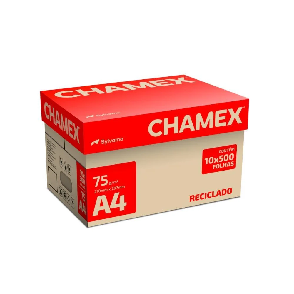 PAPEL SULFITE A4 RECICLADO CHAMEX ECO 75G 10 PCTX500 FLS CHAMEX (CAIXA) - imagem 3