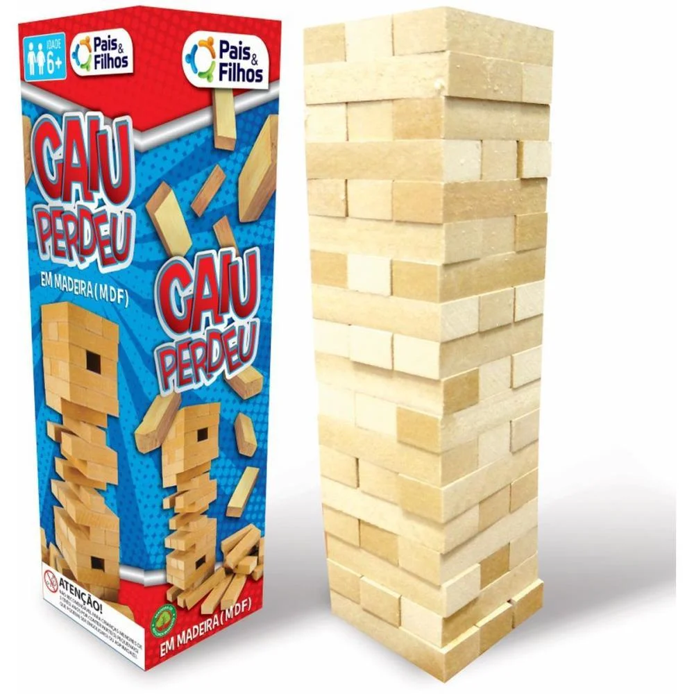 JOGO DIVERSO CAIU PERDEU EM MADEIRA 54PEÇAS PAIS E FILHOS (UNIDADE) - imagem 2