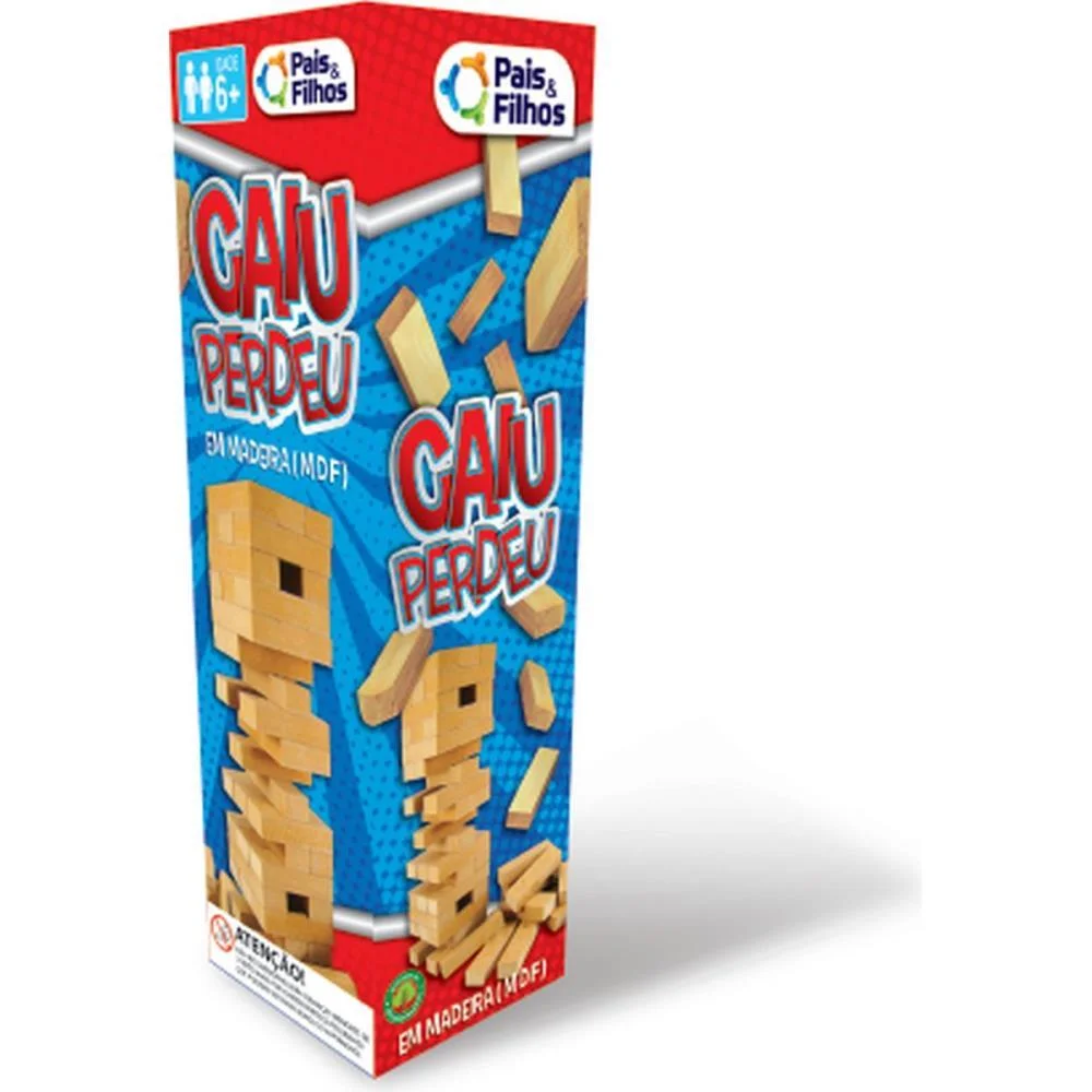 JOGO DIVERSO CAIU PERDEU EM MADEIRA 54PEÇAS PAIS E FILHOS (UNIDADE) - imagem 3