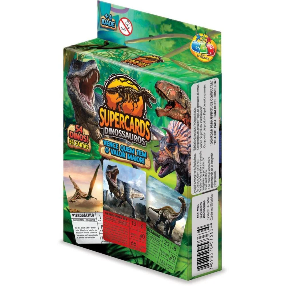 JOGO DE CARTAS SUPERCARDS DINOSSAUROS 55CTS GGB PLAST (UNIDADE) - imagem 2