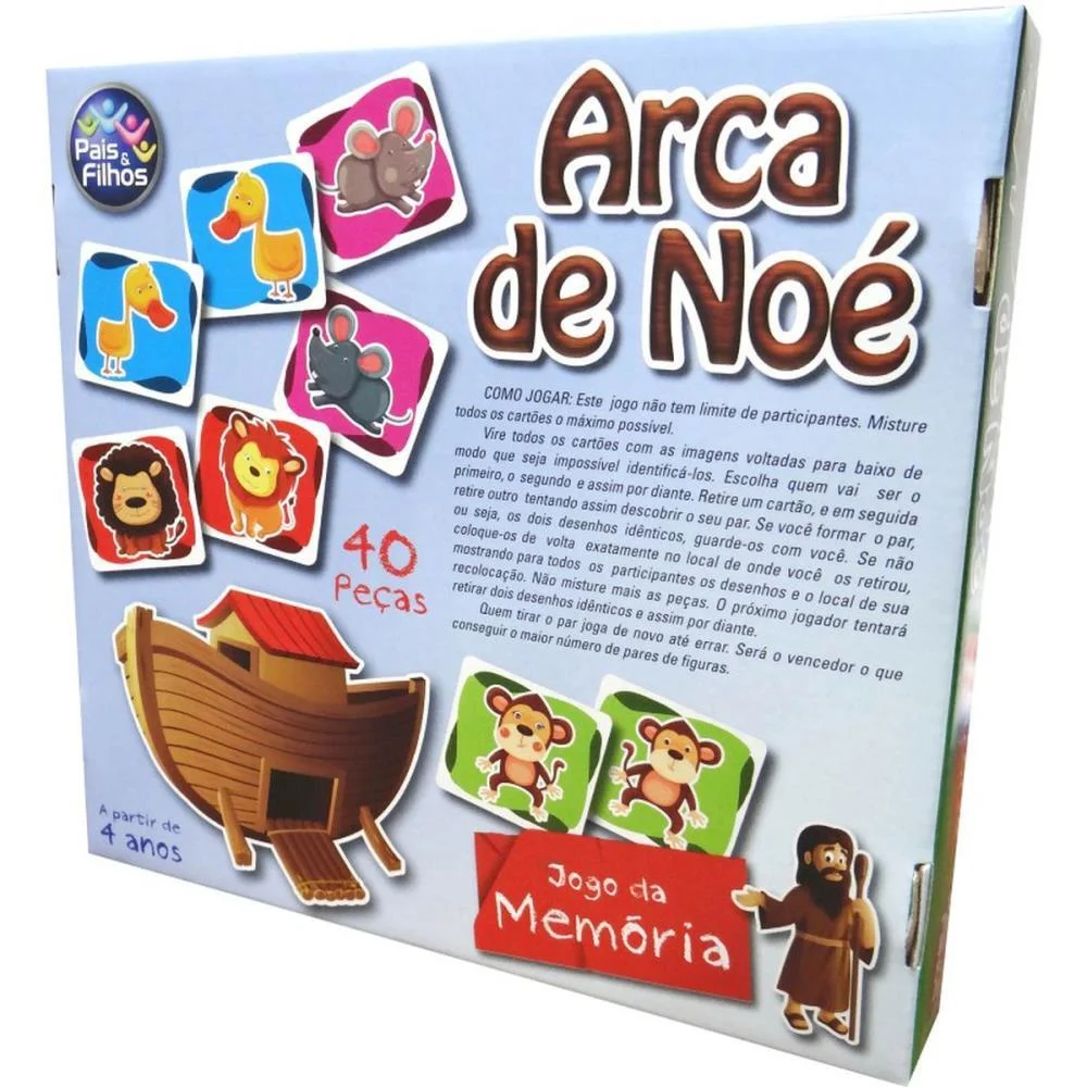 JOGO DA MEMORIA ARCA DE NOE 40 PECAS PAIS E FILHOS (UNIDADE) - imagem 5