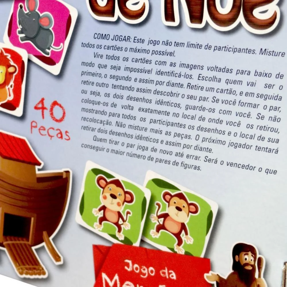 JOGO DA MEMORIA ARCA DE NOE 40 PECAS PAIS E FILHOS (UNIDADE) - imagem 9