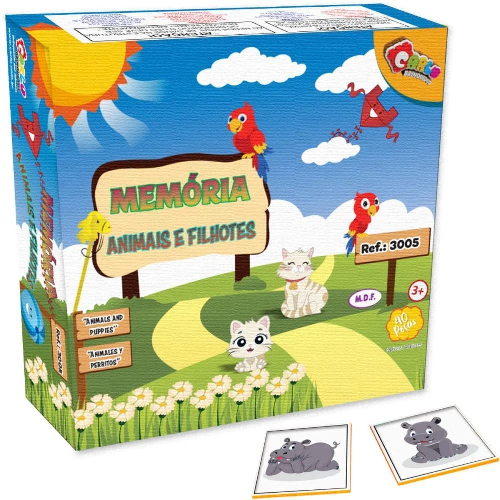 JOGO DA MEMORIA ANIMAIS E FILHOTES 40PÇS CARLU (UNIDADE) - imagem 3