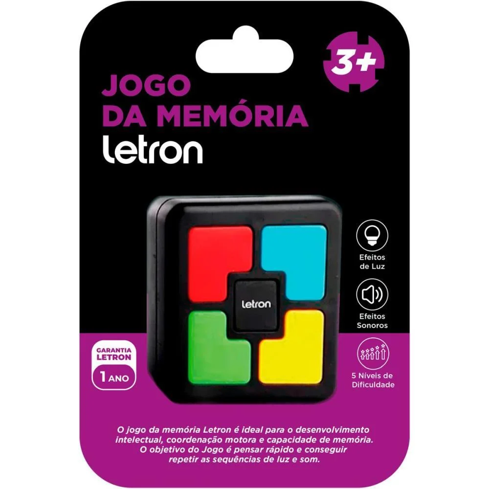 JOGO DA MEMORIA LETRON 6X6CM SOM/LUZ LEONORA (UNIDADE) - imagem 4