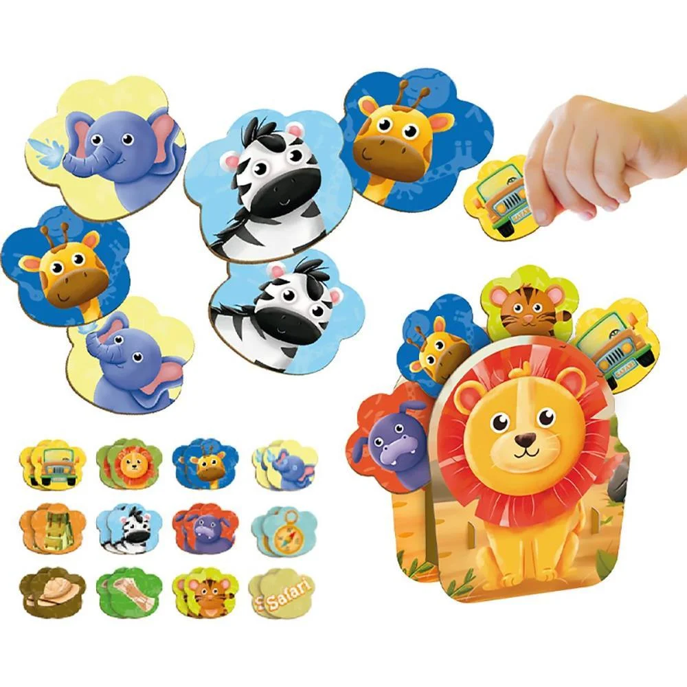 JOGO DA MEMORIA EM MADEIRA SAFARI LEAO 3D 24PC BRINC. DE CRIANCA (UNIDADE) - imagem 2