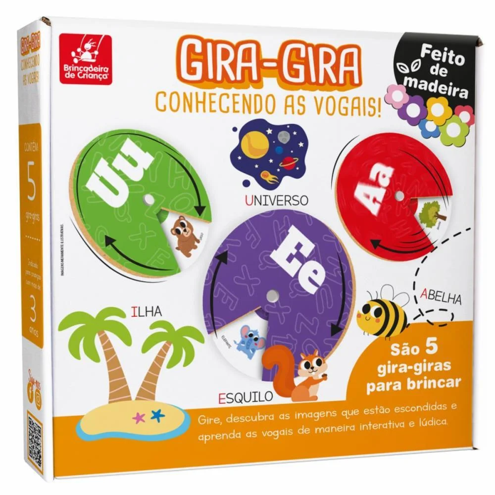 JOGO EDUCATIVO GIRA GIRA CONHECENDO AS VOGAIS BRINC. DE CRIANCA (UNIDADE) - imagem 2