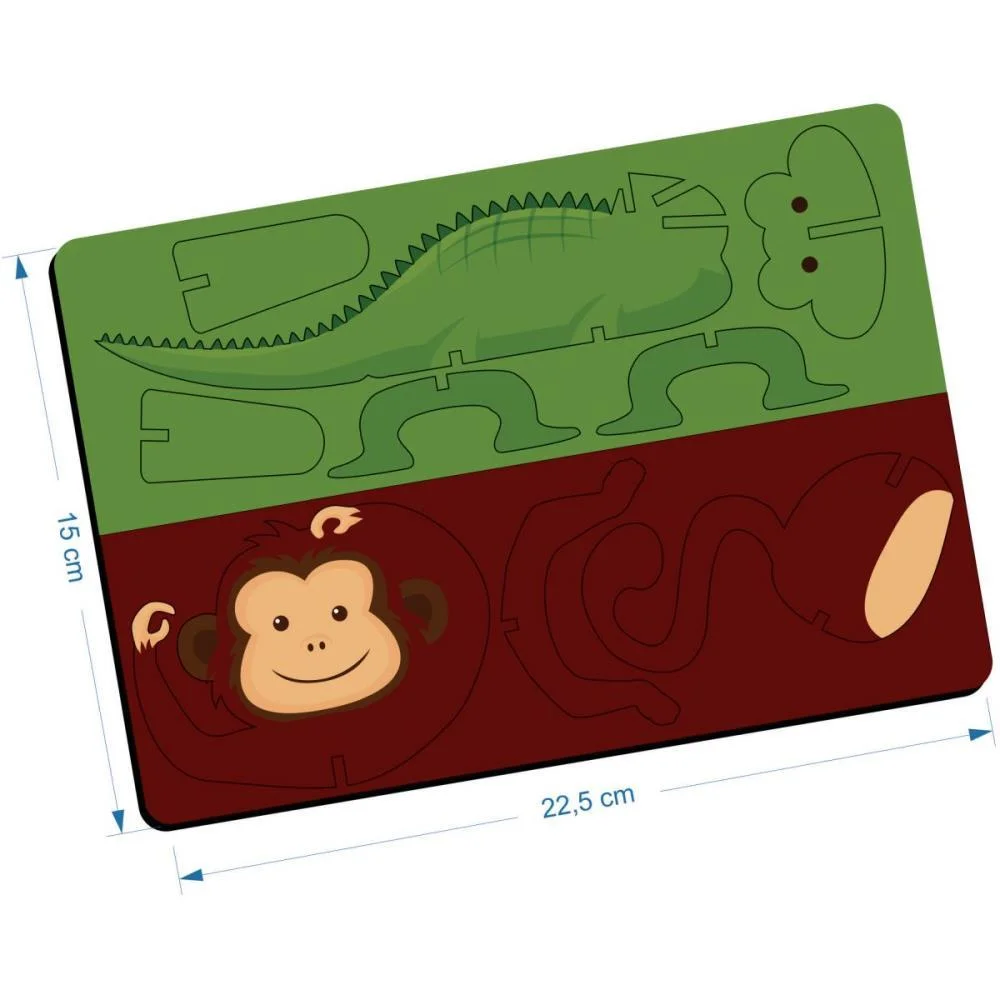 BRINQUEDO PEDAGOGICO FORMAS 3D MACACO/JACARE MDF PAPERTOY (UNIDADE) - imagem 5
