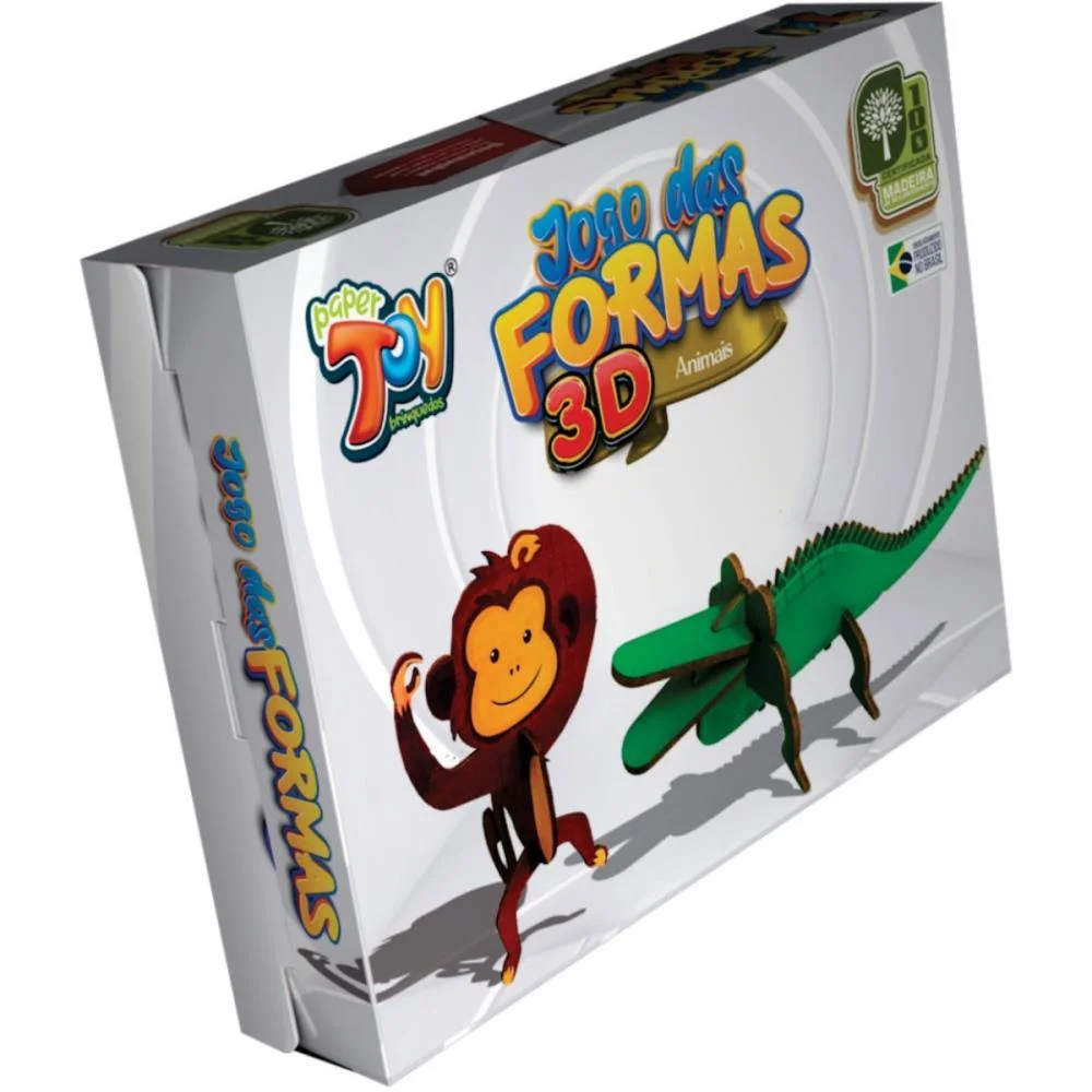 BRINQUEDO PEDAGOGICO FORMAS 3D MACACO/JACARE MDF PAPERTOY (UNIDADE) - imagem 6