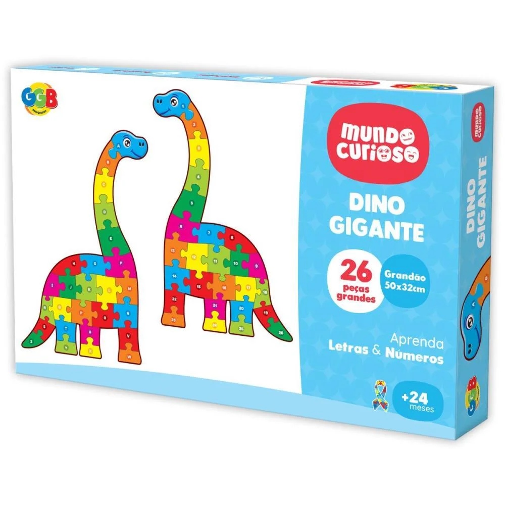 BRINQUEDO PEDAGOGICO DINO GIGANTE NUMERO/ALFABETO GGB PLAST (UNIDADE) - imagem 2