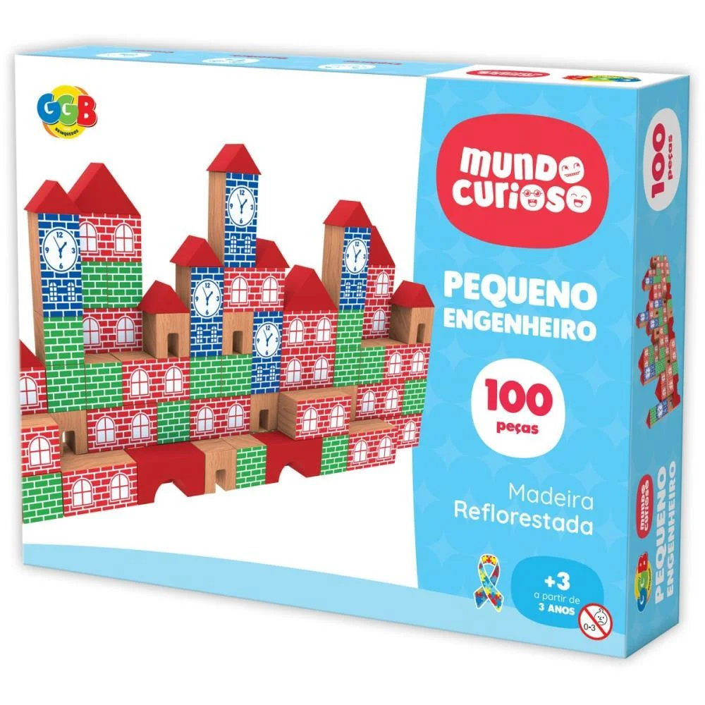 BRINQUEDO PEDAGOGICO MADEIRA PEQUENO ENGENHEIRO 100PCS GGB PLAST (UNIDADE) - imagem 2