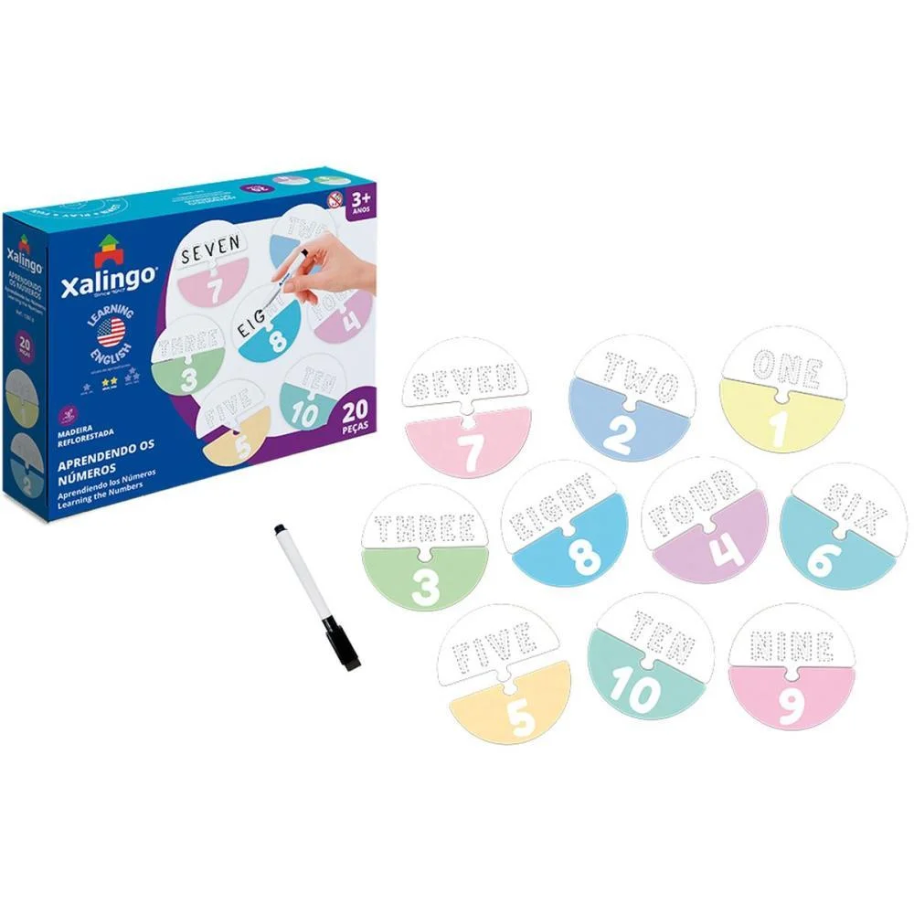 BRINQUEDO PEDAGOGICO APRENDENDO NUMEROS INGLES 20PC XALINGO (UNIDADE) - imagem 2