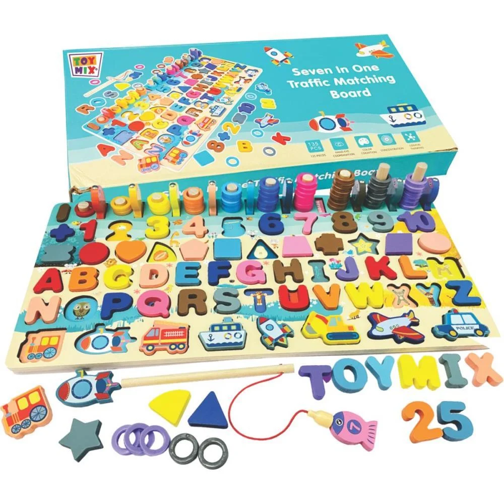 BRINQUEDO PEDAGOGICO MADEIRA MONTESSORI 7X1 135 PECAS TOY MIX (UNIDADE) - imagem 3