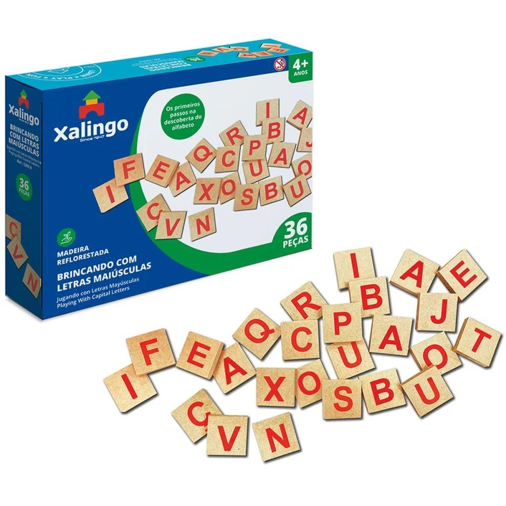 BRINQUEDO PEDAGOGICO MADEIRA BRINCANDO COM AS LETRAS 36PCS. XALINGO (UNIDADE) - imagem 2