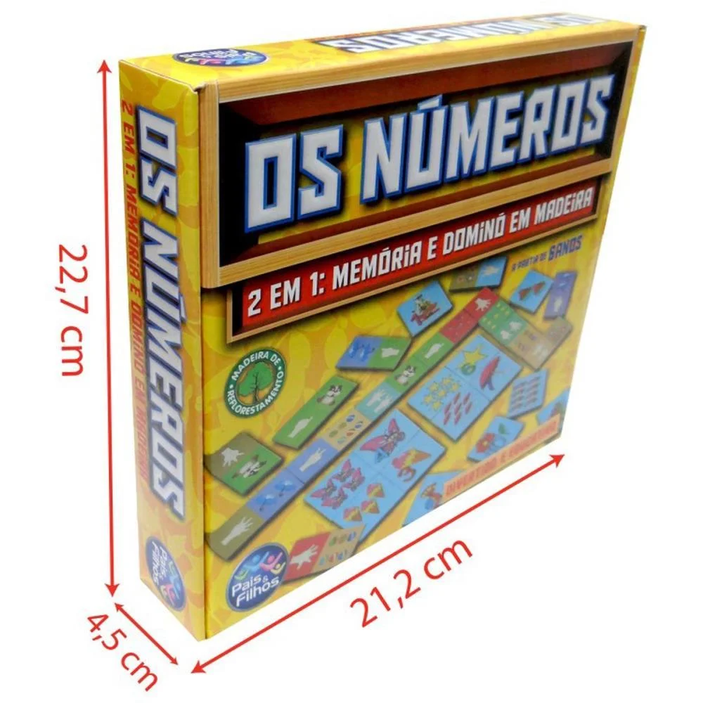 BRINQUEDO PEDAGOGICO MADEIRA OS NUMEROS DOMINO E MEMORIA PAIS E FILHOS (UNIDADE) - imagem 4