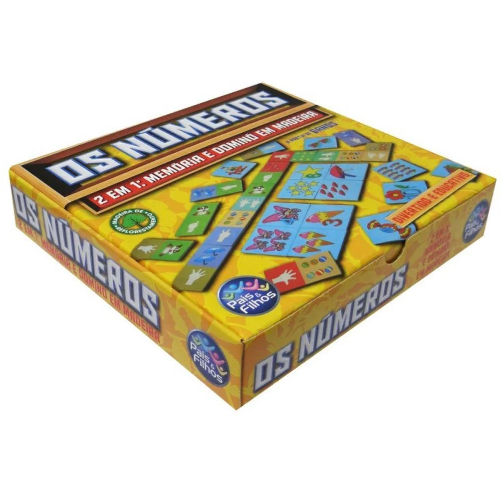 BRINQUEDO PEDAGOGICO MADEIRA OS NUMEROS DOMINO E MEMORIA PAIS E FILHOS (UNIDADE) - imagem 5