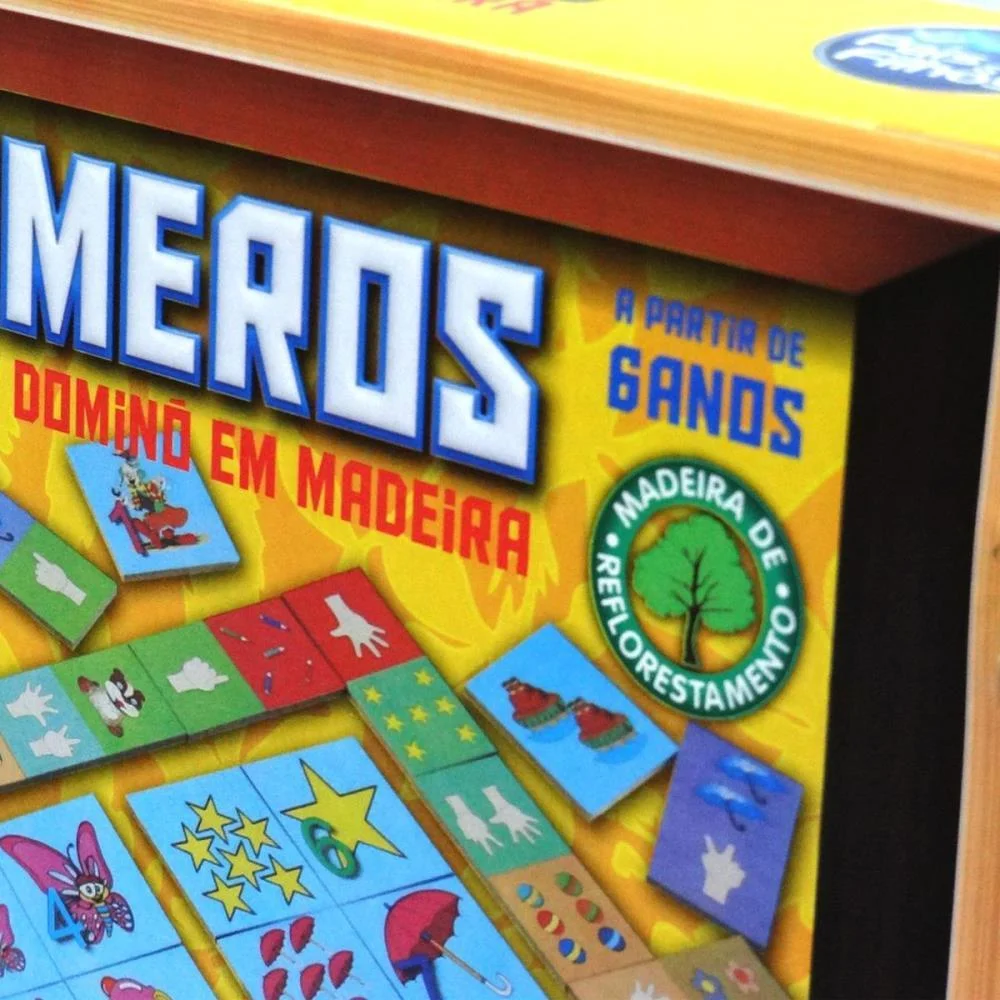 BRINQUEDO PEDAGOGICO MADEIRA OS NUMEROS DOMINO E MEMORIA PAIS E FILHOS (UNIDADE) - imagem 7