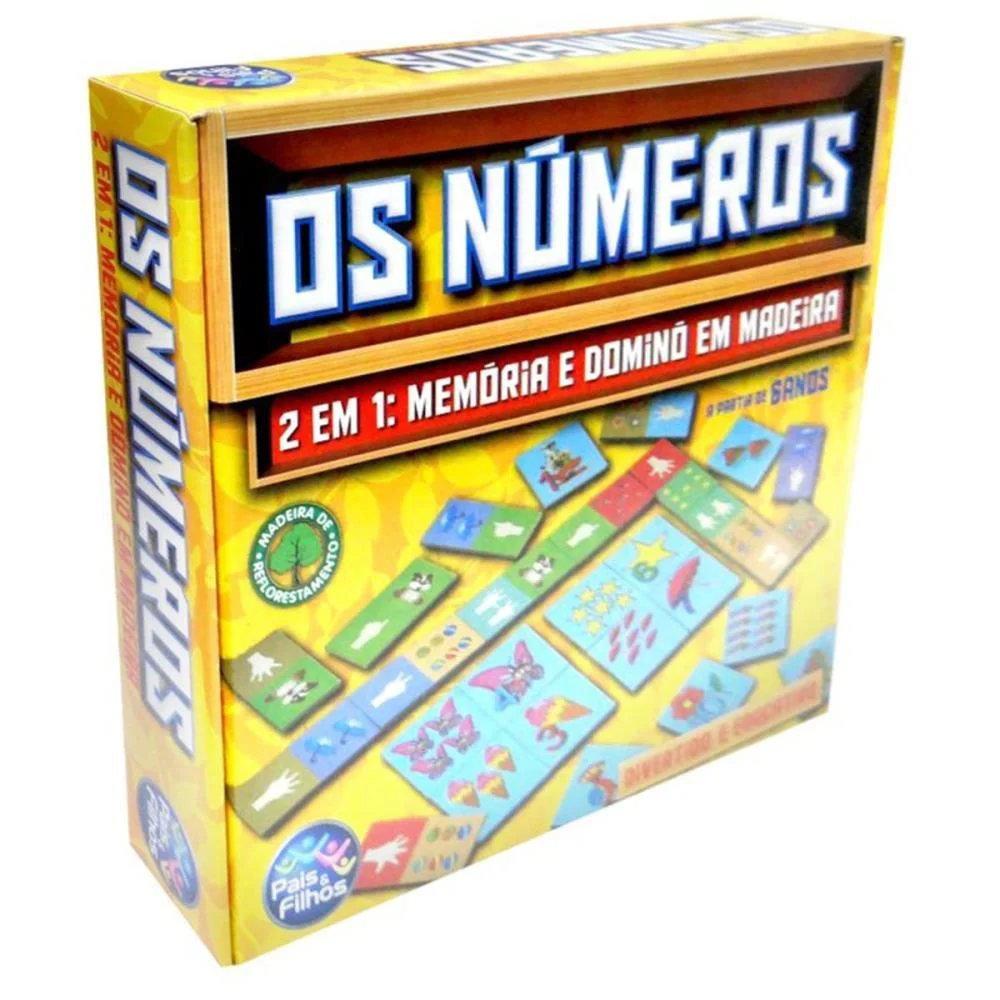 BRINQUEDO PEDAGOGICO MADEIRA OS NUMEROS DOMINO E MEMORIA PAIS E FILHOS (UNIDADE) - imagem 9