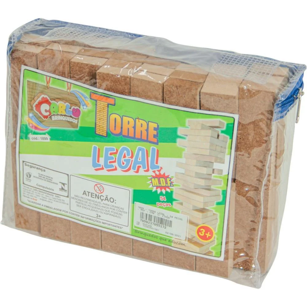 BRINQUEDO PEDAGOGICO MADEIRA TORRE LEGAL 54PECAS CARLU (UNIDADE) - imagem 6