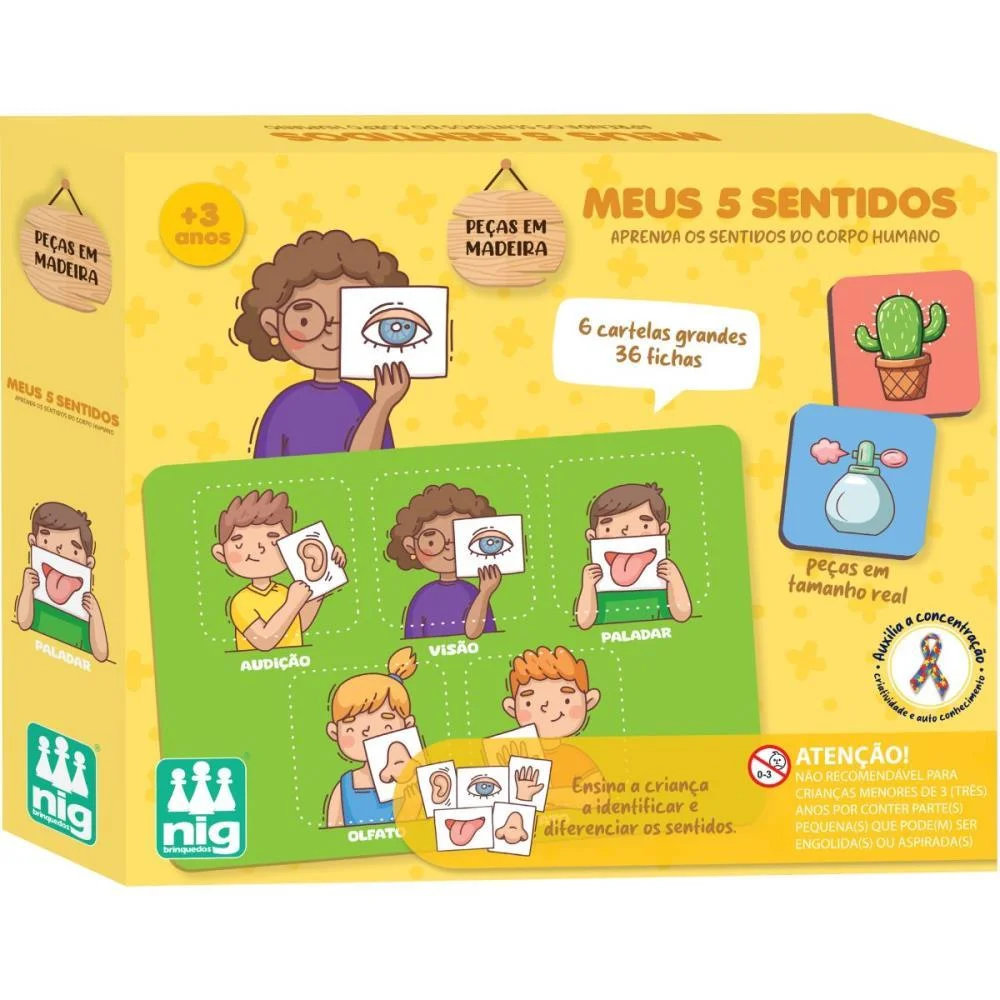 BRINQUEDO PEDAGOGICO MADEIRA MEUS 5 SENTIDOS NIG BRINQUEDOS (UNIDADE) - imagem 4