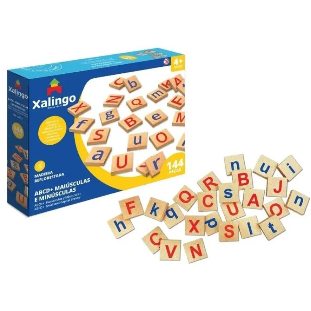 BRINQUEDO PEDAGOGICO MADEIRA ABC MAIUSCULAS/MINUSCUL. 144PC XALINGO (UNIDADE) - imagem 4