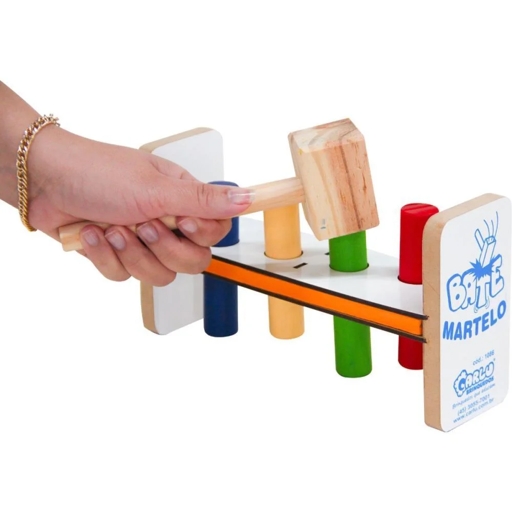 BRINQUEDO PEDAGOGICO MADEIRA BATE MARTELO 5 PECAS CARLU (UNIDADE) - imagem 4