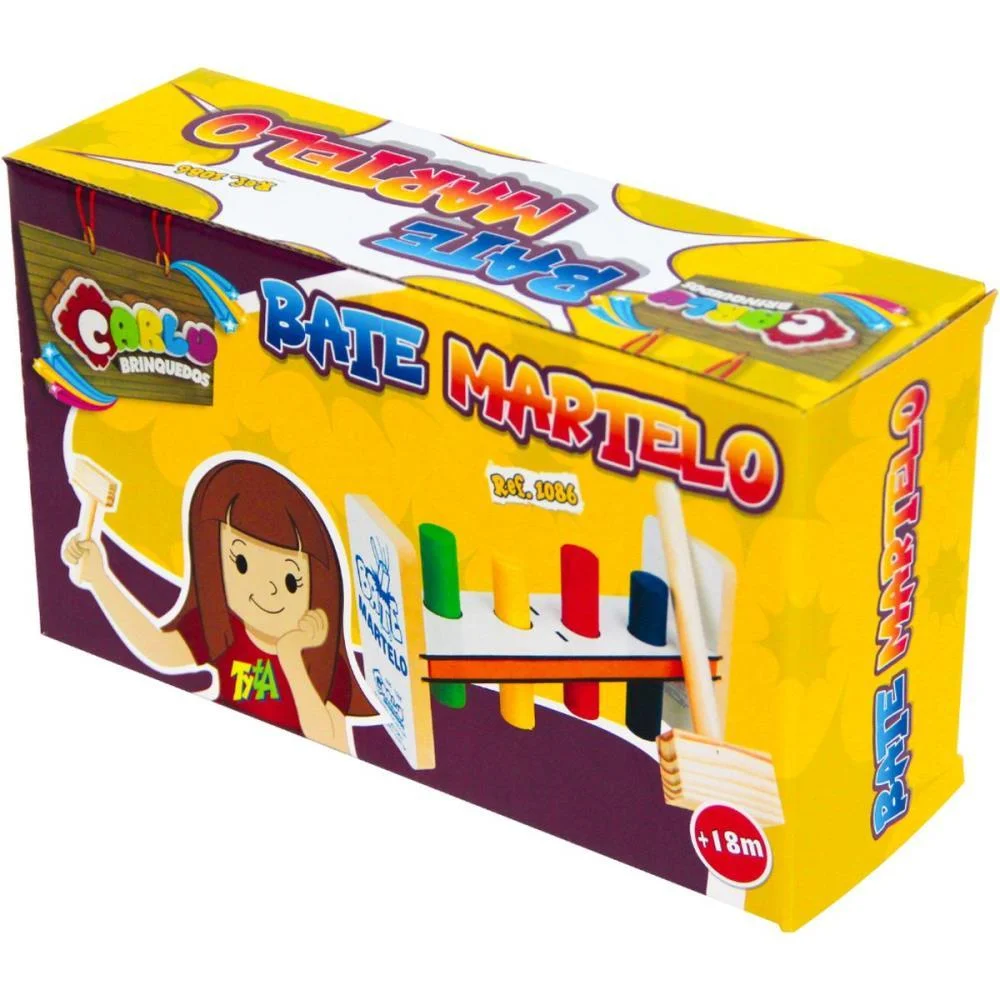 BRINQUEDO PEDAGOGICO MADEIRA BATE MARTELO 5 PECAS CARLU (UNIDADE) - imagem 5