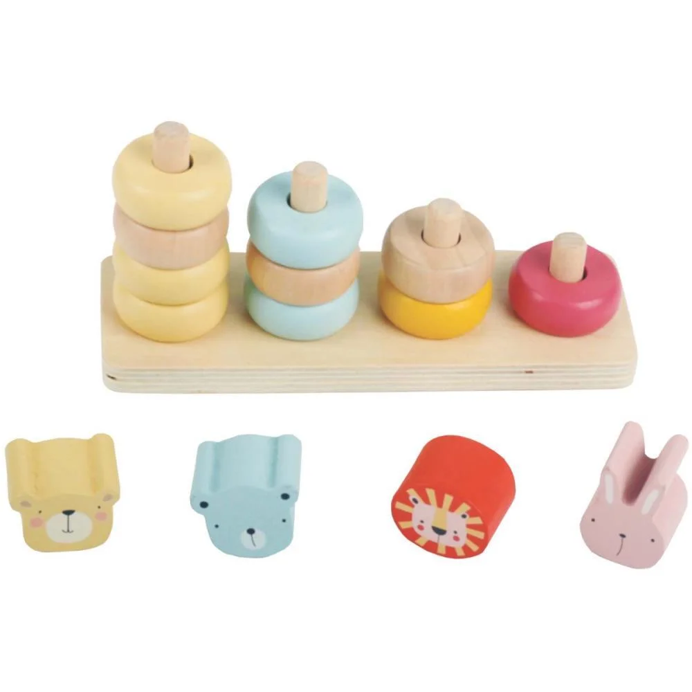 BRINQUEDO PEDAGOGICO MADEIRA ENCAIXE ARGOLAS 4 COLUNAS TOY MIX (UNIDADE) - imagem 2