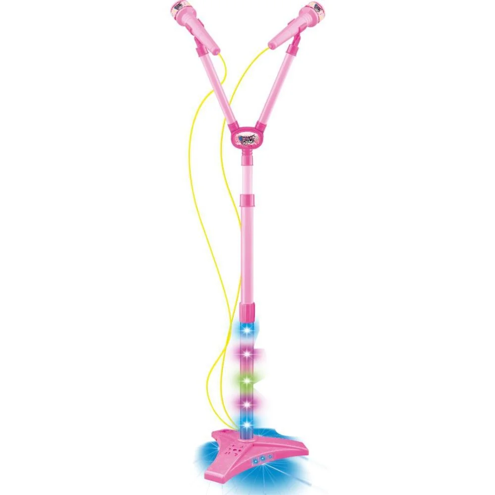 INSTRUMENTO MUSICAL MICROFONE DUPLO PEDESTAL ROSA DM TOYS (UNIDADE) - imagem 4