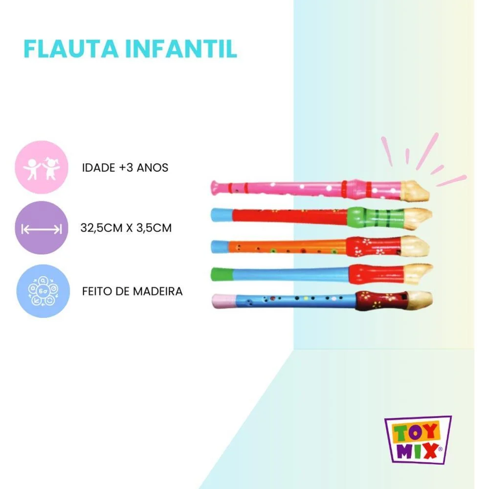 INSTRUMENTO MUSICAL FLAUTA INFANTIL 32,5CM (S) TOY MIX (UNIDADE) - imagem 5