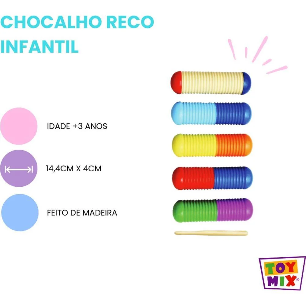 INSTRUMENTO MUSICAL CHOCALHO RECO INFANTIL 14CM (S TOY MIX (UNIDADE) - imagem 4