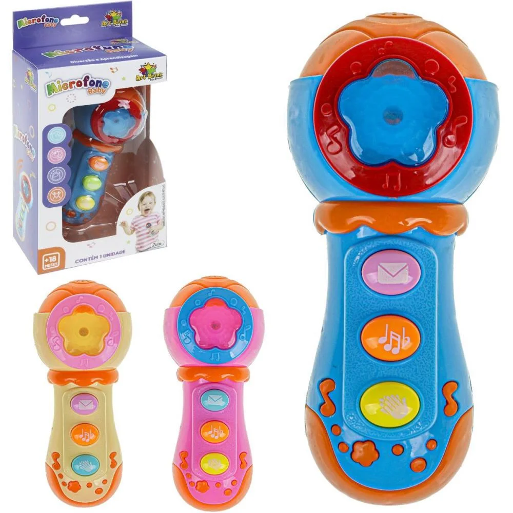 INSTRUMENTO MUSICAL MICROFONE BABY C/LUZ E SOM ART BRINK (UNIDADE) - imagem 2