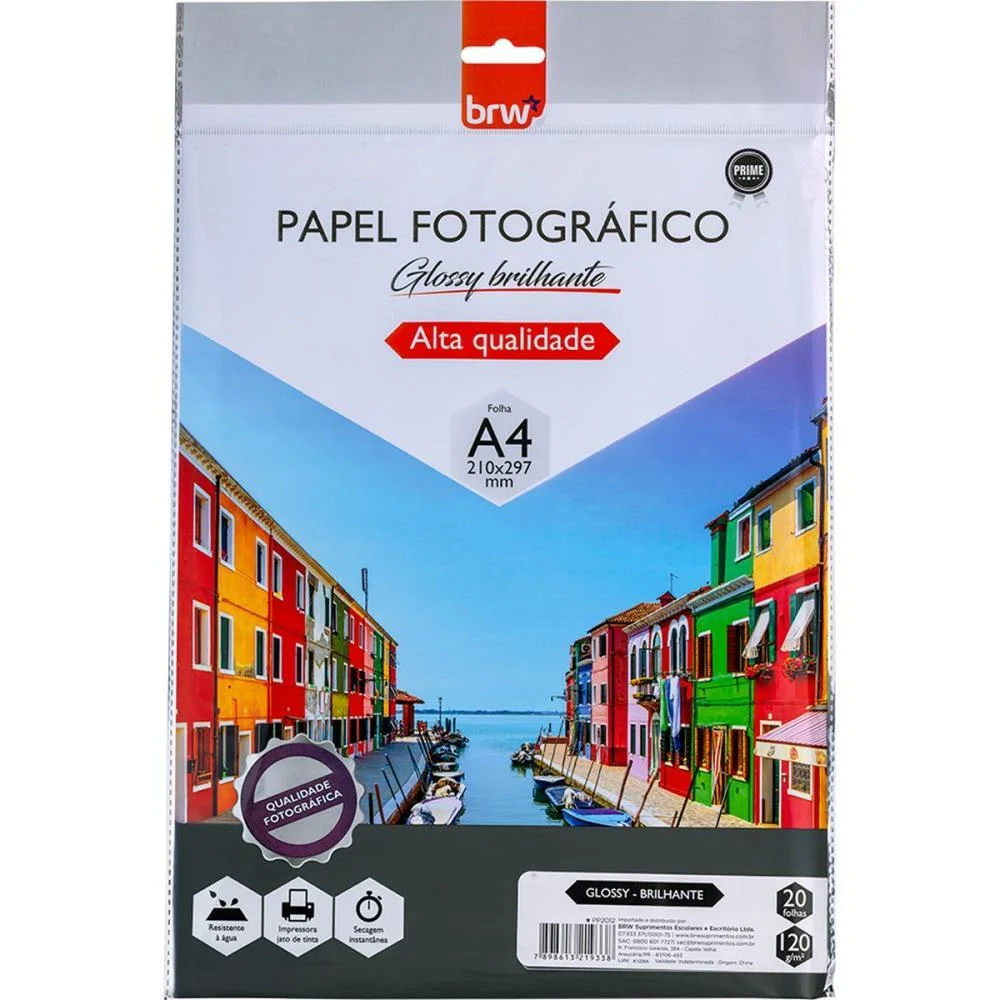 PAPEL FOTOGRAFICO INKJET A4 GLOSSY BRILHANTE 120G. BRW (PCT.C/20) - imagem 2