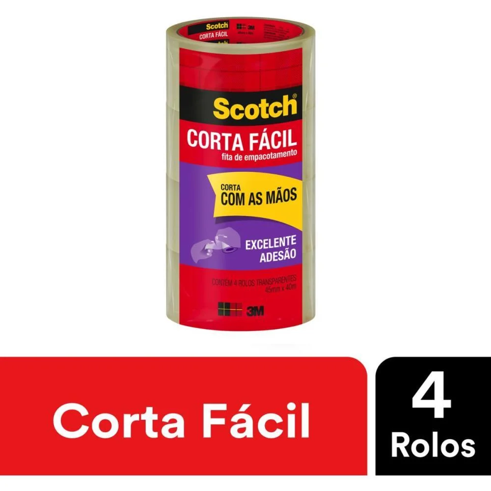 FITA PARA EMPACOTAMENTO SCOTCH CORTA FACIL 45MMX40M TR 3M (PCT.C/04) - imagem 5