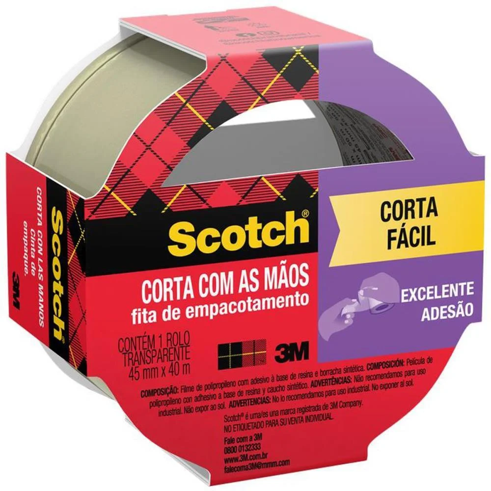 FITA PARA EMPACOTAMENTO SCOTCH CORTA FACIL 45MMX40M TR 3M (UNIDADE) - imagem 2